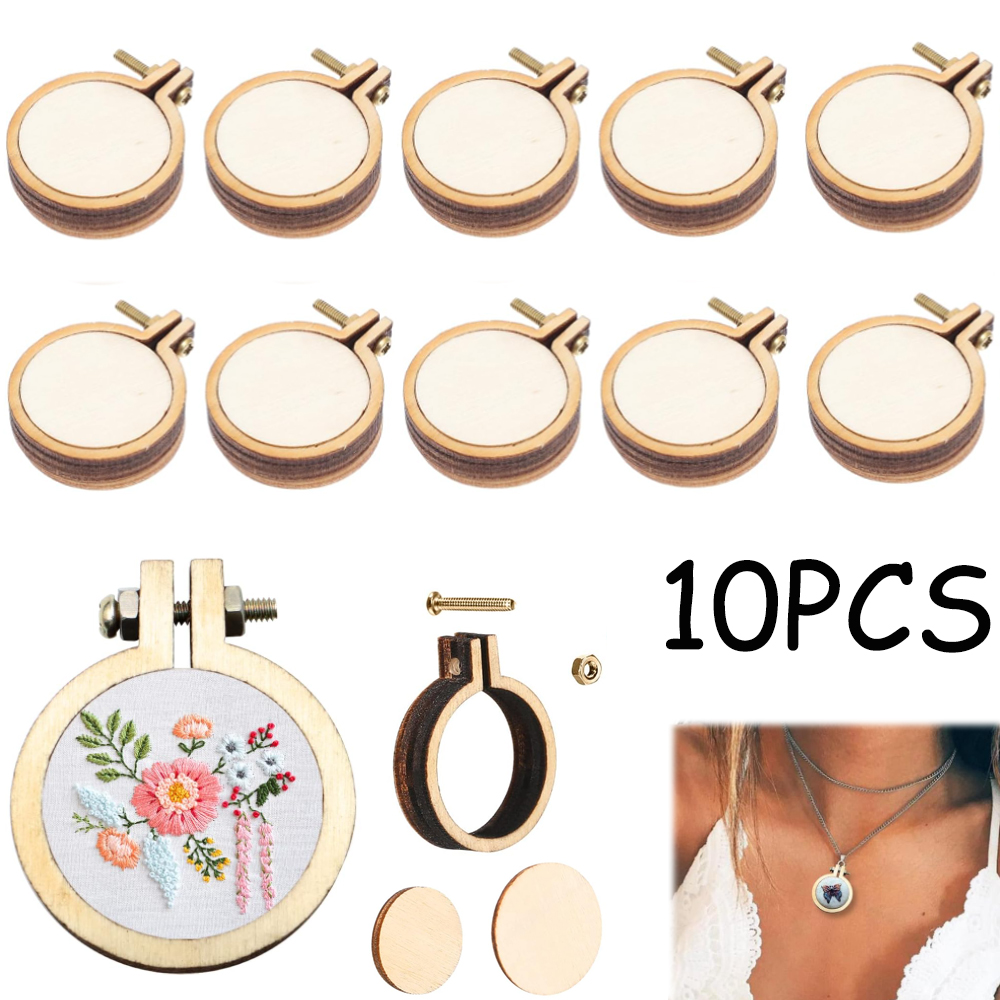 Stitch Marker Ring - 10 adet/takım Ahşap Mini Nakış Çember