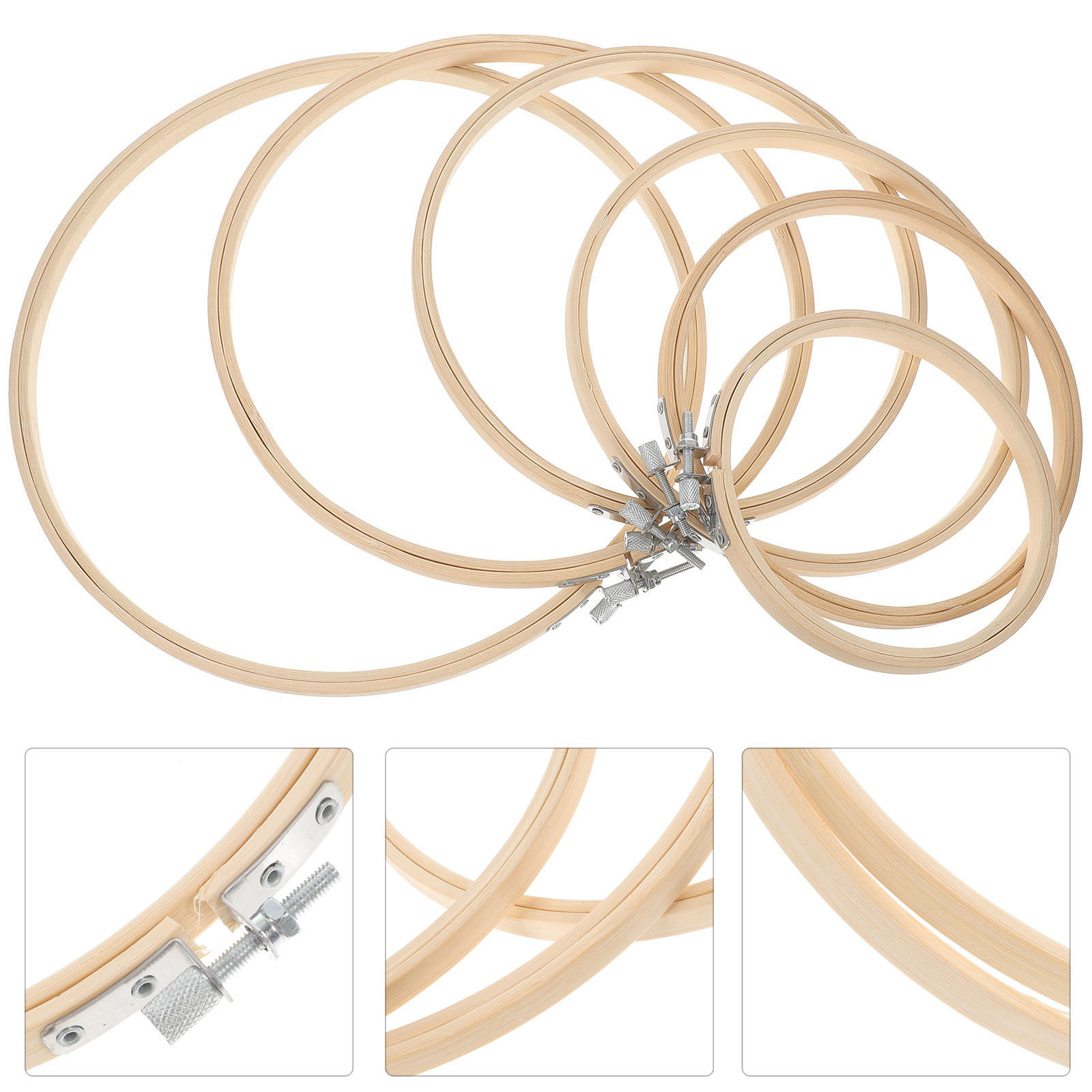 Embroidery Ring Sizes - 6 adet bambu nakış kasnakları çeşitli