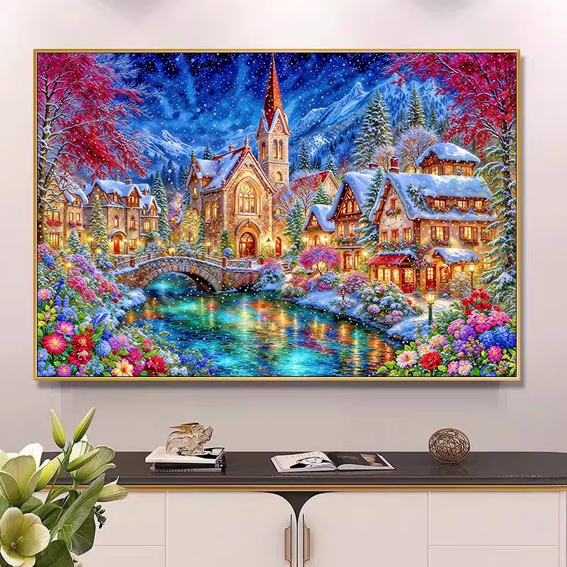 Embroidery Job - 9ct 100x75cm Kış Kilisesi Nakış DIY