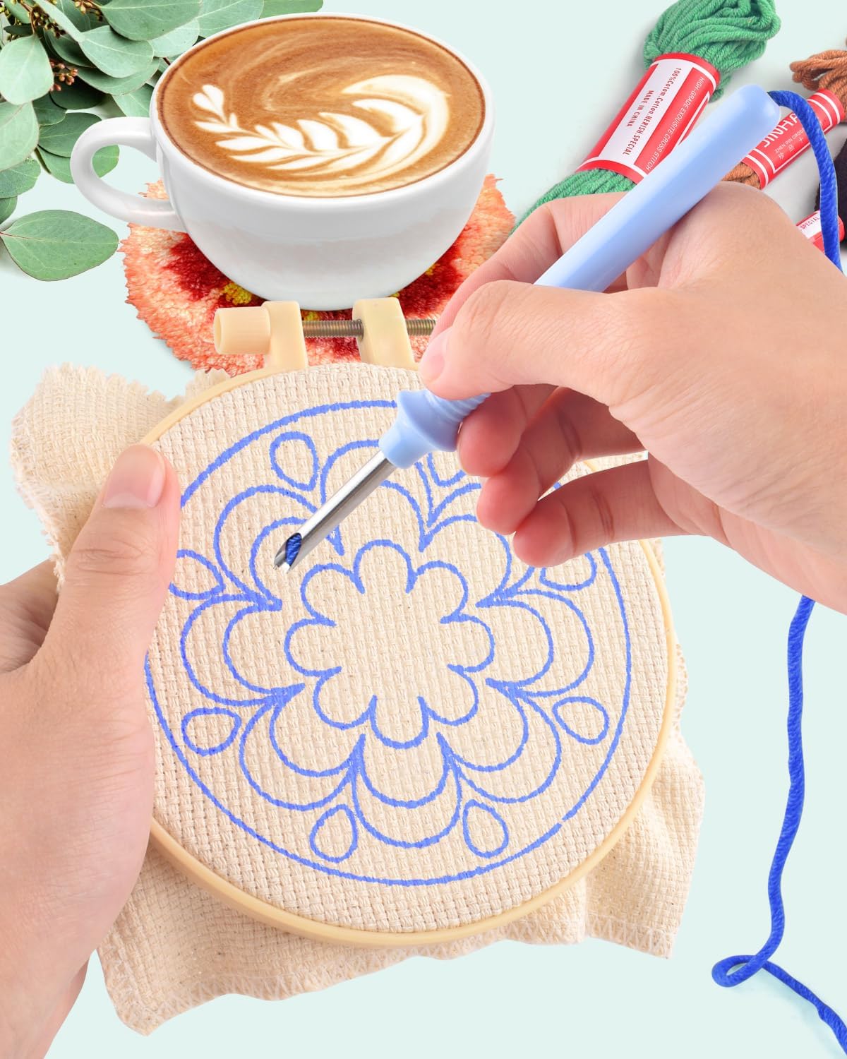 6 adet Yumruk Iğne Nakış Kiti  - Embroidery Thread Yarn incelemesi ve fiyatı