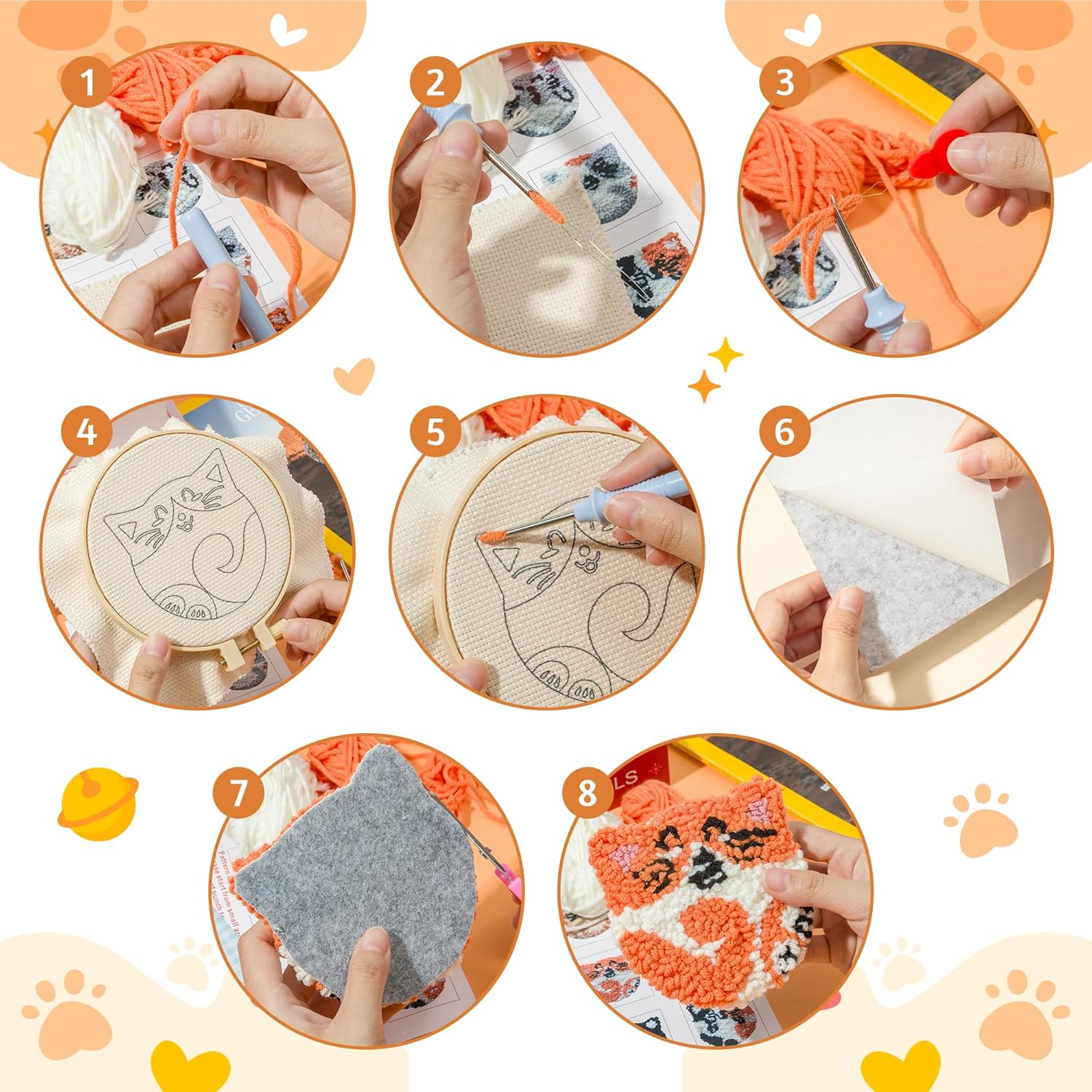 6 adet Yumruk Iğne Nakış Kiti  - Embroidery Thread Yarn incelemesi ve fiyatı